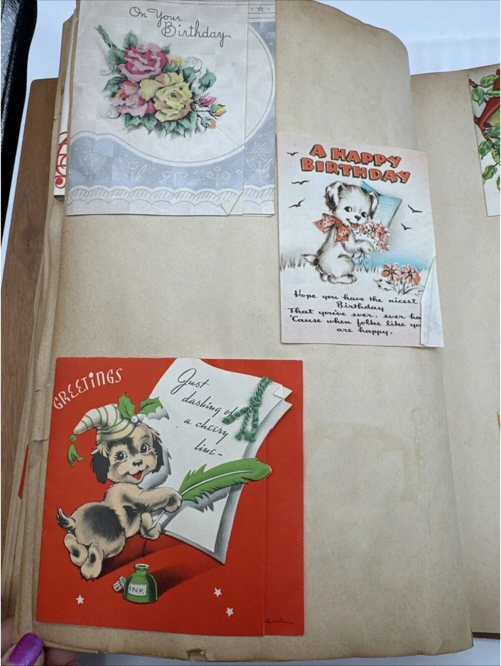 Wood Greeting Card Scrapbook Valentines Birthday Mothers Day Friendship Vintage
